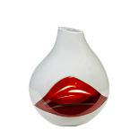 A Livio Seguso 'Lattimo' glass vase in red and grey, incised mark Seguso, A. V. Height: 29.5cm /