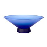 A frosted blue glass bowl and vase, probably Carlo Moretti. Bowl Diam / top: 29.5 cm / 11 5/8in Vase