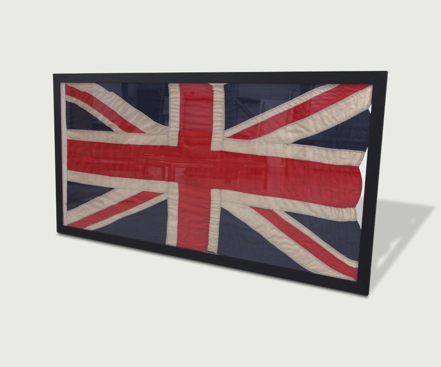Vintage Union Jack c,1970 Vintage Union Jack , framed. new frame. height: 98cm Depth: Width: 193cm