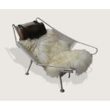 Flag Halyard Chair c,1960 Flag Halyard chair model GE225 with stainless steel frame, natural