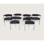 Six Chrome Dining Chairs c,1970 Set of six chrome plated steel dining chairs with upholstered  seats