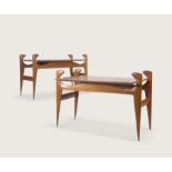Pair of Side Tables c,1965 Pair of sculptural walnut side tables , unknown designer, manufactured in