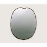 Lacquered Brass Mirror c,1959 Lacquered brass framed mirror with cut out detail to the top