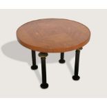 Inlaid Occasional Table c,1940 Inlaid fruitwood occasional table with lacquered and gilded legs,