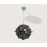 Chrome Pendant Light C,1970 Chromed steel and perspex pendant light ,  Italy. good original