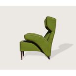 Wingback Armchair c,1955 Wingback armchair with open arm design and turned beech legs, Italy.