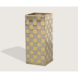 Umbrella Stand c,1970 Lacquered brass and steel woven design umbrella stand, Italy. some