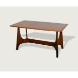 Walnut desk c,1950 Walnut veneered desk or table with organic form base , France. very good