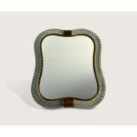 Venini Mirror c,1956 Murano rope twist glass and lacquered brass  mirror signed Venini, Italy.