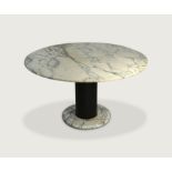 Lotorosso Table  c,1962 Black lacquered metal and carrera marble Lotorosso table designed by