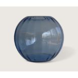 Glass Vase c,1960 Murano blue glass vase ,Italy. no chips or cracks. Height 30cm Depth  Width 37cm