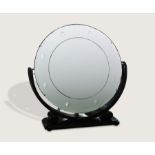 Vanity Mirror c,1930 Ebonised wood articulating vanity mirror with  bullseye design to the glass ,