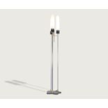 Stilnovo Floor lamp c,1958 Painted iron and lacquered brass three stem floor lamp with  opaline