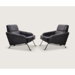 Pair of Formanova Armchairs c,1958 Pair of chromed steel and vinyl armchairs manufactured  by