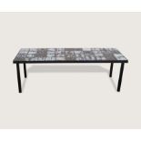 Tile Top Table c,1962 Ceramic tile top table with painted iron frame, France. good overall condition