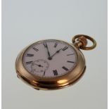 A Minute Repeating Opeface Keyless Pocket Watch. Case tests as 18 carat Yellow Gold. The 40mm