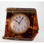 Aprey of London. A Quarter Repeating Silver Gilt and Tortoiseshell Travelling 8 day Clock.