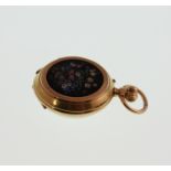 A Swiss 18 Carat Yellow Gold Openface Keyless Fob Watch. Mid 19th century. The 28mm white enamel