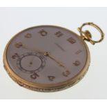 Ulysse Nardin. A Slim 18 Carat Yellow Gold Keyless Openface Pocket Watch. No. 92239. The 42mm signed