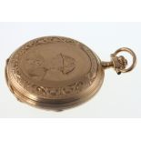 Gondy fils Jeune. An 18carat Hunting Cased Keyless Pocket Watch. Circa 1880. The 40mm white enamel