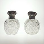 A Pair of Victorian Silver Topped Cutgla