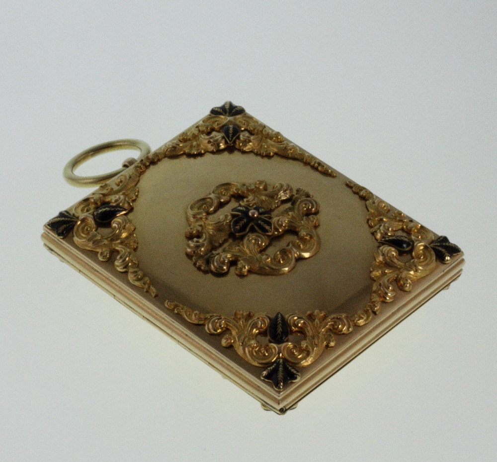 A William IV Gold and Black Enamel Memorial Locket. Circa 1831. Of rectangular form opening to - Image 3 of 3