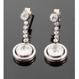 A Pair of Diamond Set Post Drop Earrin