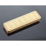 A French Gold Box. 19th century. Of rectangular with geometric engraved decoration. Hinged cover.