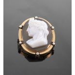 A Cameo Brooch. 19th century. Set in hig