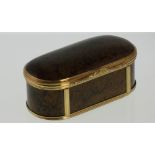 A German Gold Mounted Hardstone Table Snuff Box. Possibly Dresden circa 1760. Of rounded rectangular