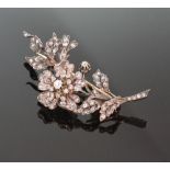 A Diamond Set Tremblant  Flower Brooch.