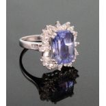 A Large Sapphire and Diamond Ring. The c
