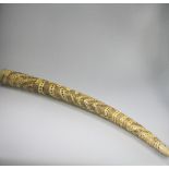 A Carved African Elephant Ivory Tusk. La