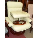 Ivory leather adjustable swivel armchair