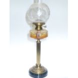 Victorian brass reeded column oil lamp w