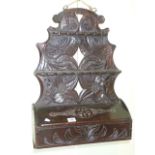 Antique carved wood spoon rack with lidd