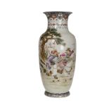A Chinese porcelain vase, enamel painted