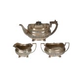 An Edwardian silver three-piece tea serv