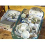 Two boxes of crockery, cutlery, glass co