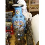 Large plaster bust, large pottery vase,