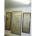 Three large framed Oriental silks