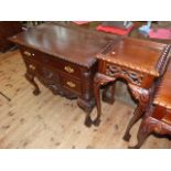 Chippendale style mahogany four drawer lowboy and similar plant stand (2)