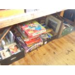 Four boxes of books, pictures, vintage games,
