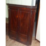 19th Century mahogany and satinwood inlaid two door corner wall cupboard