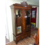 Late Victorian walnut double mirror door wardrobe