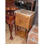 Continental walnut marble topped pot cupboard
