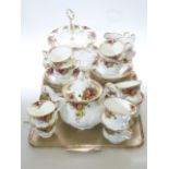 Royal Albert Old Country Roses tea service and two tier cakestand (forty pieces)