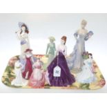 Collection of eight Coalport figures