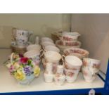 Two Colclough part china tea services and three china posies