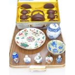 Oriental boxed tea set, Famille Rose plate, ginger jar,